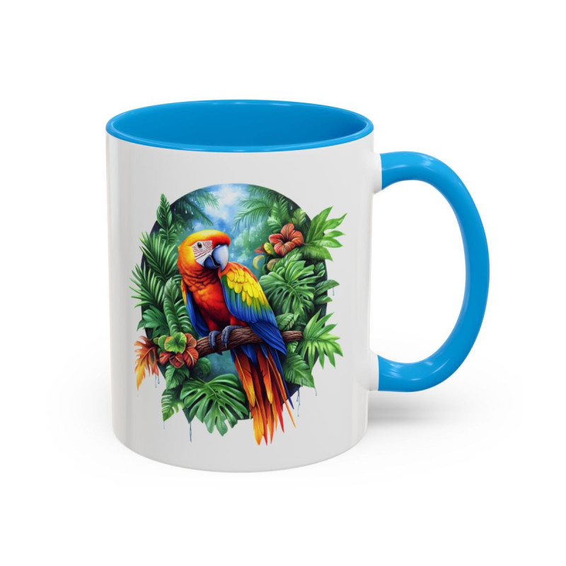 Tasse Perroquet Tropical – Mug Oiseau Exotique Jungle – Cadeau Nature Voyage – Céramique 325ml