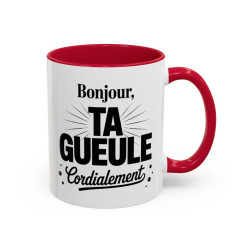 Tasse Bonjour Ta Gueule Cordialement – Mug Humoristique Sarcastique – Cadeau Collègue Ami – Céramique 325ml