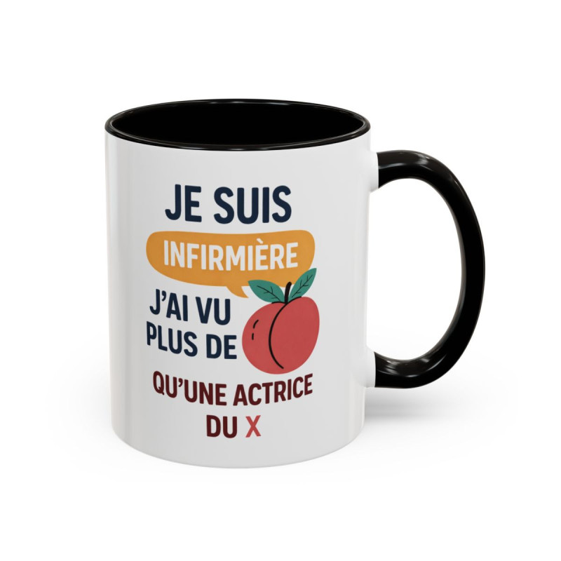 Tasse Je Suis Infirmière – Mug Humour Infirmière Cadeau Collègue – Céramique 325ml Noir Bleu Rouge