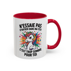Tasse Licorne Humoristique – Mug N’Essaye Pas d’Être dans Ma Tête – Cadeau Fun Original – Céramique 325ml