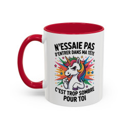 Tasse Licorne Humoristique – Mug N’Essaye Pas d’Être dans Ma Tête – Cadeau Fun Original – Céramique 325ml