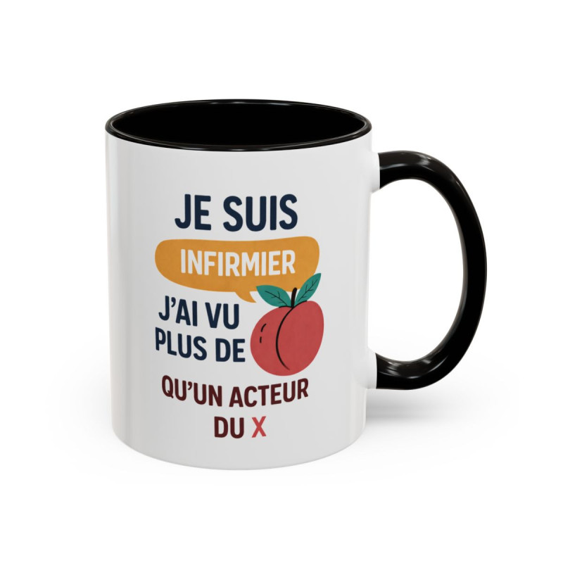 Tasse Je Suis Infirmier – Mug Humour Infirmier Cadeau Collègue – Céramique 325ml Noir Bleu Rouge