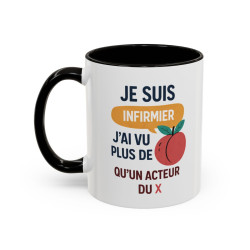 Tasse Je Suis Infirmier – Mug Humour Infirmier Cadeau Collègue – Céramique 325ml Noir Bleu Rouge