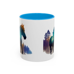 Mug Cheval Silhouette Forêt – Tasse Nature Artistique – Cadeau Passion Équitation – Céramique 325ml