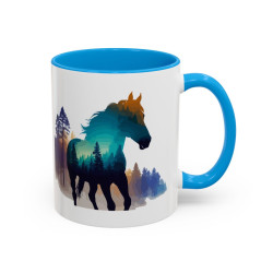 Mug Cheval Silhouette Forêt – Tasse Nature Artistique – Cadeau Passion Équitation – Céramique 325ml