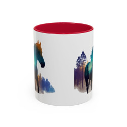 Mug Cheval Silhouette Forêt – Tasse Nature Artistique – Cadeau Passion Équitation – Céramique 325ml