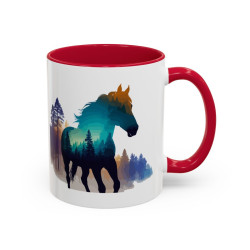 Mug Cheval Silhouette Forêt – Tasse Nature Artistique – Cadeau Passion Équitation – Céramique 325ml