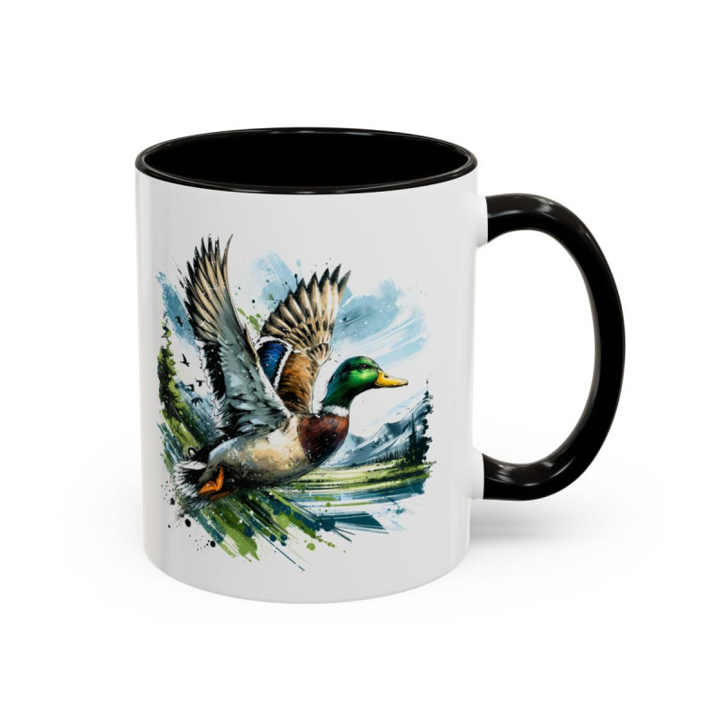 Mug Canard Colvert en Vol – Tasse Nature Oiseau Sauvage – Cadeau Chasseur Passionné Nature – Céramique 325ml