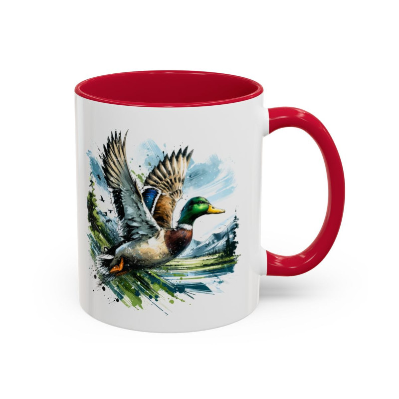 Mug Canard Colvert en Vol – Tasse Nature Oiseau Sauvage – Cadeau Chasseur Passionné Nature – Céramique 325ml