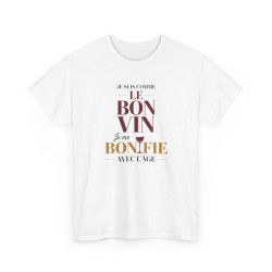 T-shirt Humour Je Suis Comme le Bon Vin Je me Bonifie Avec l’Âge – Tee Shirt Anniversaire Drôle Unisexe Blanc Gris