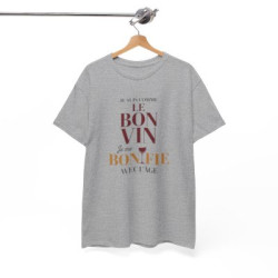 T-shirt Humour Je Suis Comme le Bon Vin Je me Bonifie Avec l’Âge – Tee Shirt Anniversaire Drôle Unisexe Blanc Gris