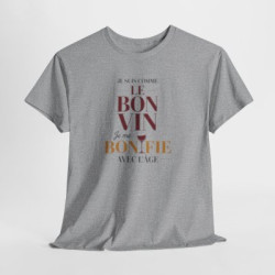 T-shirt Humour Je Suis Comme le Bon Vin Je me Bonifie Avec l’Âge – Tee Shirt Anniversaire Drôle Unisexe Blanc Gris