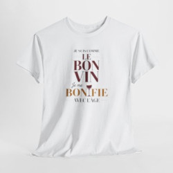 T-shirt Humour Je Suis Comme le Bon Vin Je me Bonifie Avec l’Âge – Tee Shirt Anniversaire Drôle Unisexe Blanc Gris