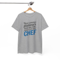 T-shirt Humour Nous Sommes Plusieurs Dans Ma Tête Mais C’est Moi le Chef – Tee Shirt Drôle Citation Unisexe Blanc Gris Sport