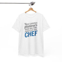T-shirt Humour Nous Sommes Plusieurs Dans Ma Tête Mais C’est Moi le Chef – Tee Shirt Drôle Citation Unisexe Blanc Gris Sport