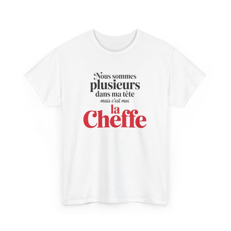 T-shirt Humour  C’est Moi la Cheffe – Tee Shirt Drôle Citation Femme Blanc Gris Sport