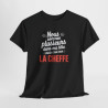 T-shirt Humour Nous Sommes Plusieurs Dans Ma Tête Mais C’est Moi la Cheffe – Tee Shirt Drôle Citation Femme Unisexe Noir