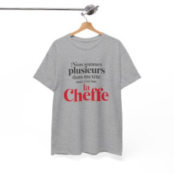 T-shirt Humour  C’est Moi la Cheffe – Tee Shirt Drôle Citation Femme Blanc Gris Sport