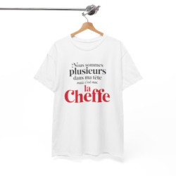T-shirt Humour  C’est Moi la Cheffe – Tee Shirt Drôle Citation Femme Blanc Gris Sport