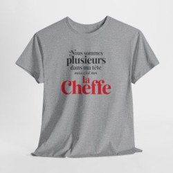 T-shirt Humour  C’est Moi la Cheffe – Tee Shirt Drôle Citation Femme Blanc Gris Sport