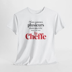 T-shirt Humour  C’est Moi la Cheffe – Tee Shirt Drôle Citation Femme Blanc Gris Sport