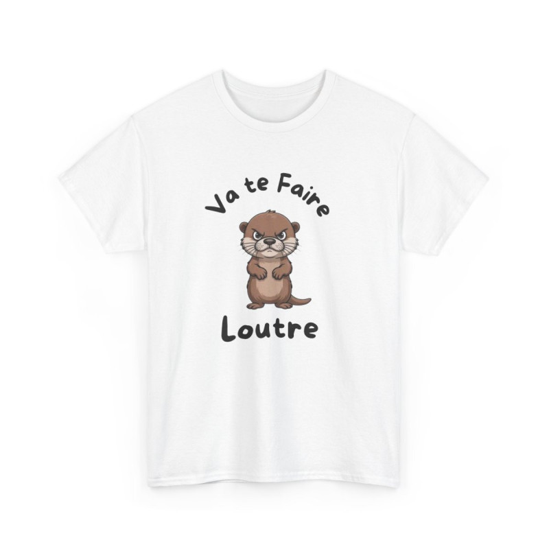 T-shirt Loutre Mignonne Boudeuse – Tee Shirt Animal Cartoon Drôle Unisexe Blanc Gris Sport – Idée Cadeau Amoureux des Loutres
