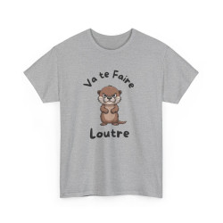 T-shirt Loutre Mignonne Boudeuse – Tee Shirt Animal Cartoon Drôle Unisexe Blanc Gris Sport – Idée Cadeau Amoureux des Loutres