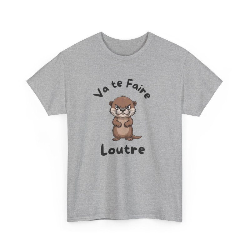 T-shirt Loutre Mignonne Boudeuse – Tee Shirt Animal Cartoon Drôle Unisexe Blanc Gris Sport – Idée Cadeau Amoureux des Loutres
