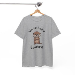 T-shirt Loutre Mignonne Boudeuse – Tee Shirt Animal Cartoon Drôle Unisexe Blanc Gris Sport – Idée Cadeau Amoureux des Loutres