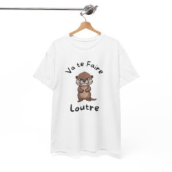T-shirt Loutre Mignonne Boudeuse – Tee Shirt Animal Cartoon Drôle Unisexe Blanc Gris Sport – Idée Cadeau Amoureux des Loutres