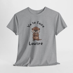 T-shirt Loutre Mignonne Boudeuse – Tee Shirt Animal Cartoon Drôle Unisexe Blanc Gris Sport – Idée Cadeau Amoureux des Loutres