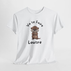 T-shirt Loutre Mignonne Boudeuse – Tee Shirt Animal Cartoon Drôle Unisexe Blanc Gris Sport – Idée Cadeau Amoureux des Loutres