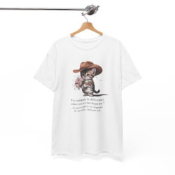 T-shirt Humour Chat Tu Connais la Différence Entre Toi et un Chapeau – Tee Shirt Chaton Cowboy Unisexe