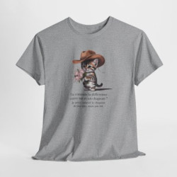 T-shirt Humour Chat Tu Connais la Différence Entre Toi et un Chapeau – Tee Shirt Chaton Cowboy Unisexe