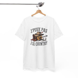 T-shirt Country Cowboy Western – Tee Shirt Chapeau Bottes Guitare Style Vintage Unisexe Blanc Gris Sport