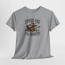 T-shirt Country Cowboy Western – Tee Shirt Chapeau Bottes Guitare Style Vintage Unisexe Blanc Gris Sport