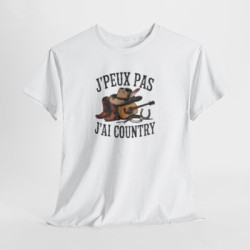 T-shirt Country Cowboy Western – Tee Shirt Chapeau Bottes Guitare Style Vintage Unisexe Blanc Gris Sport
