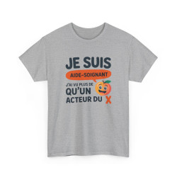 T-shirt Aide-Soignant Humour J’ai Vu Plus de  qu’un Acteur du X – Tee Shirt Métier Santé Unisexe Blanc Gris Sport