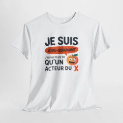T-shirt Aide-Soignant Humour J’ai Vu Plus de  qu’un Acteur du X – Tee Shirt Métier Santé Unisexe Blanc Gris Sport