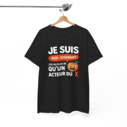 T-shirt Noir Aide-Soignant Humour J’ai Vu Plus de  qu’un Acteur du X – Tee Shirt Métier Santé Unisexe