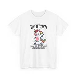 T-shirt Femme Humour “Taticorn” – Comme une Tata Normale Mais en Plus Géniale – Blanc, Gris Sport, Noir
