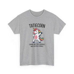 T-shirt Femme Humour “Taticorn” – Comme une Tata Normale Mais en Plus Géniale – Blanc, Gris Sport, Noir