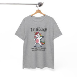 T-shirt Femme Humour “Taticorn” – Comme une Tata Normale Mais en Plus Géniale – Blanc, Gris Sport, Noir
