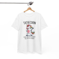 T-shirt Femme Humour “Taticorn” – Comme une Tata Normale Mais en Plus Géniale – Blanc, Gris Sport, Noir