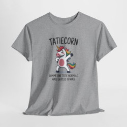 T-shirt Femme Humour “Taticorn” – Comme une Tata Normale Mais en Plus Géniale – Blanc, Gris Sport, Noir