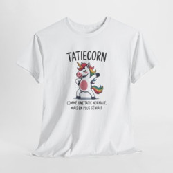 T-shirt Femme Humour “Taticorn” – Comme une Tata Normale Mais en Plus Géniale – Blanc, Gris Sport, Noir