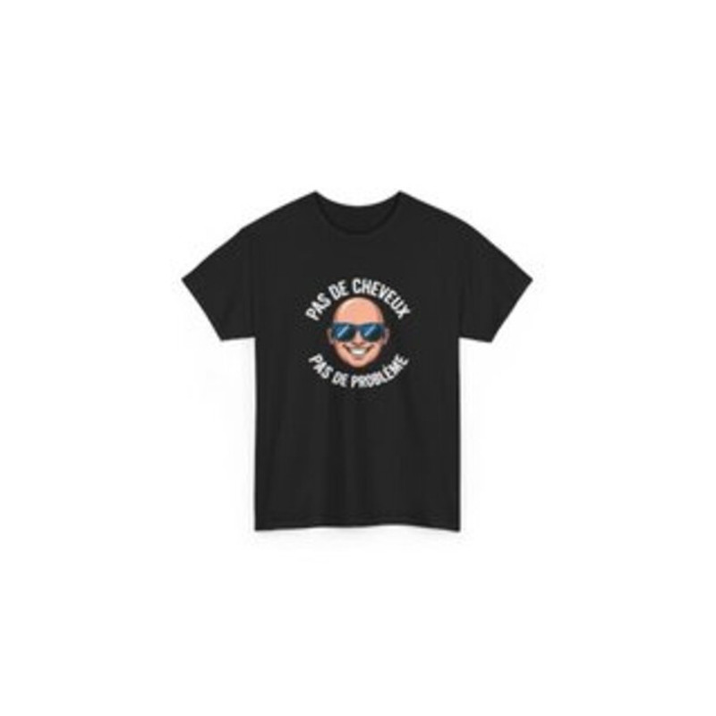T-shirt Pas de Cheveux Pas de Problème – Tee Shirt Humour Chauve Homme  Blanc Gris Sport Noir Calvitie