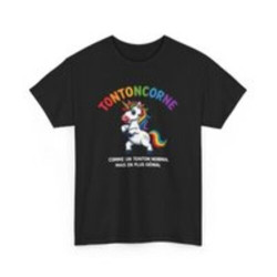 T-shirt Humour Tonton “Tontoncorne” – Comme un Tonton Normal Mais en Plus Génial – Blanc, Gris Sport, Noir
