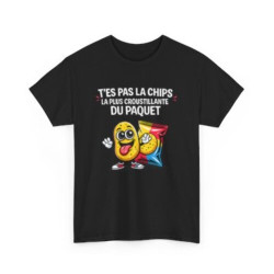 Tee Shirt Humour T’es pas la chips la plus croustillante du paquet – T-shirt Blague Snack Apéro Blanc Gris Noir