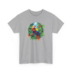 Tee Shirt Perroquet Tropical Ara Coloré – T-shirt Jungle Exotique Nature – Blanc Gris Noir – Idée Cadeau Amoureux des Oiseaux